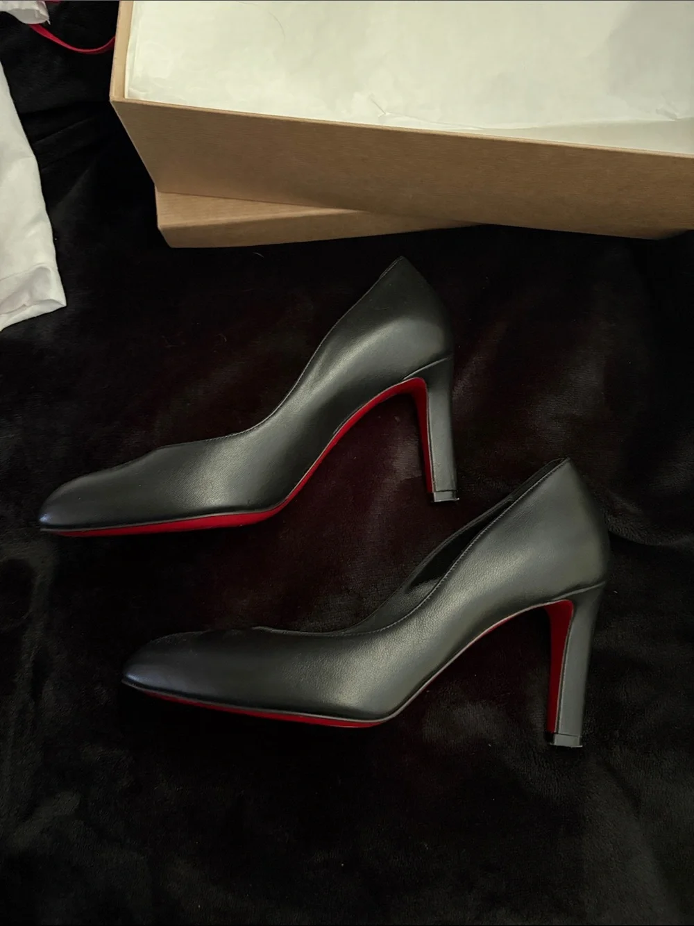 Christian Louboutin Black Leather Pumps with Red Sole
